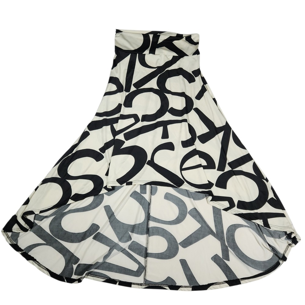 Tres Bien Black White Abstract High Low Skirt Y2K Boho Festival Womens Size XS‎